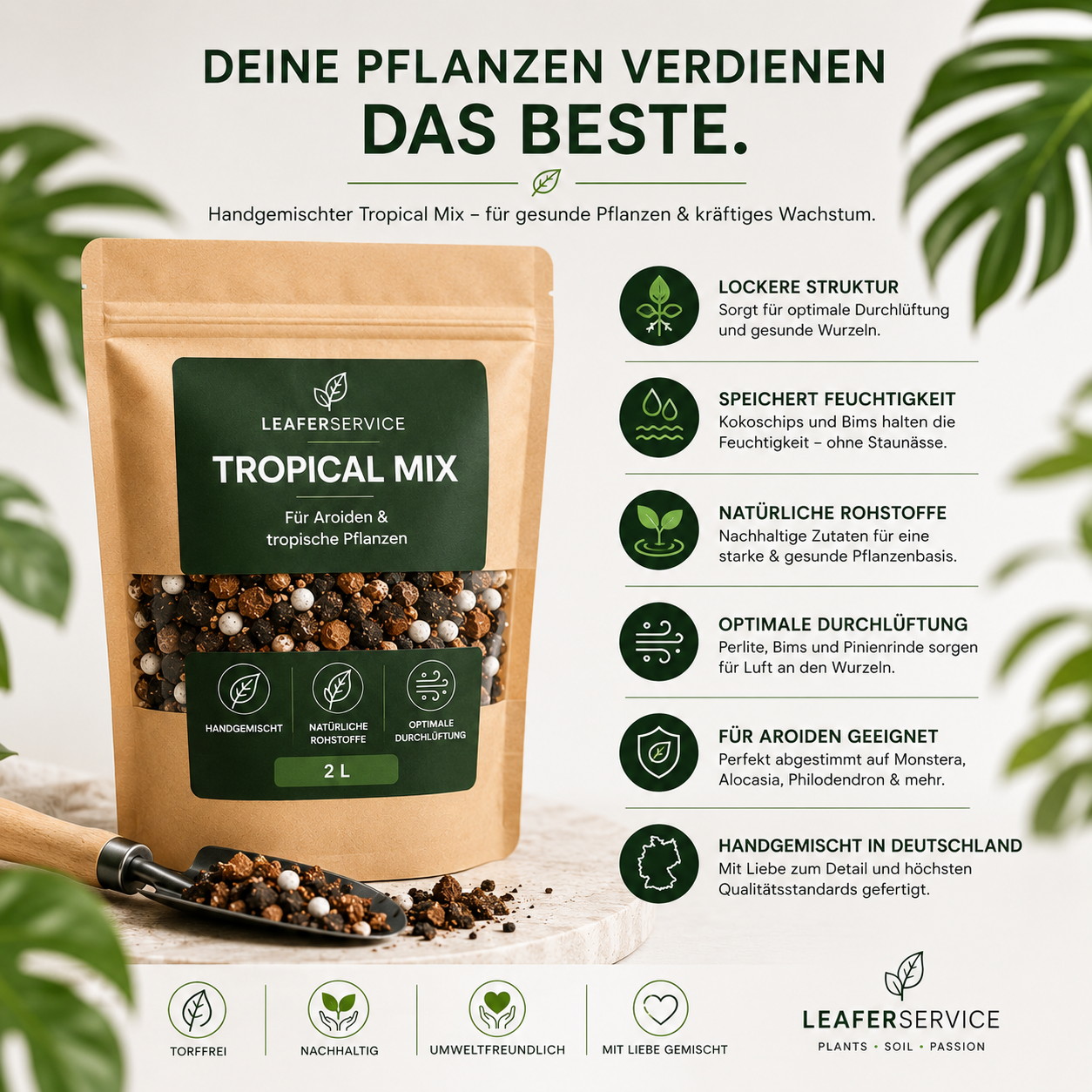 LEAFer Tropical Mix – luftiges Substrat für Monstera, Philodendron & Aroiden