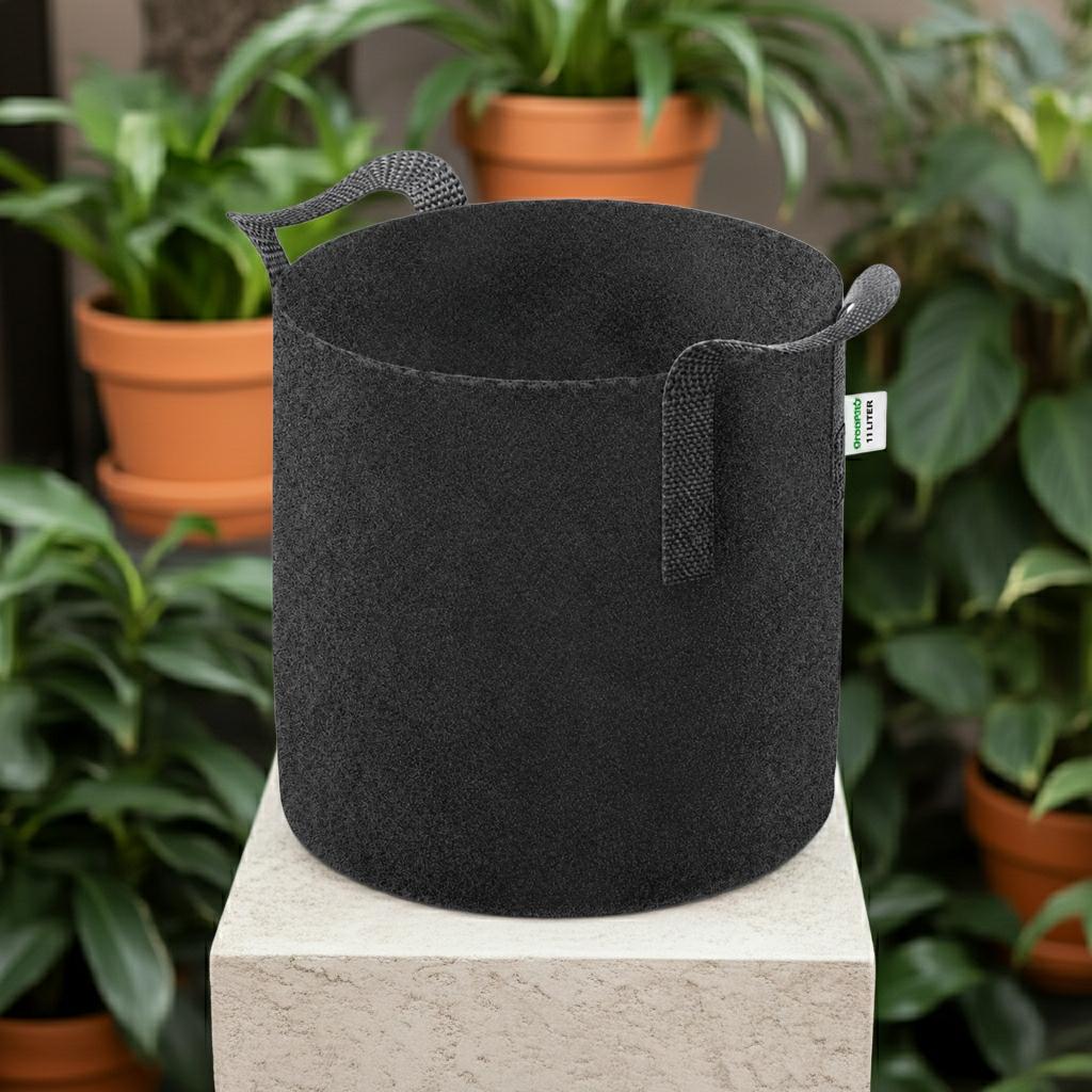 GrowPRO Stofftopf mit Untersetzer – atmungsaktiver Pflanzsack