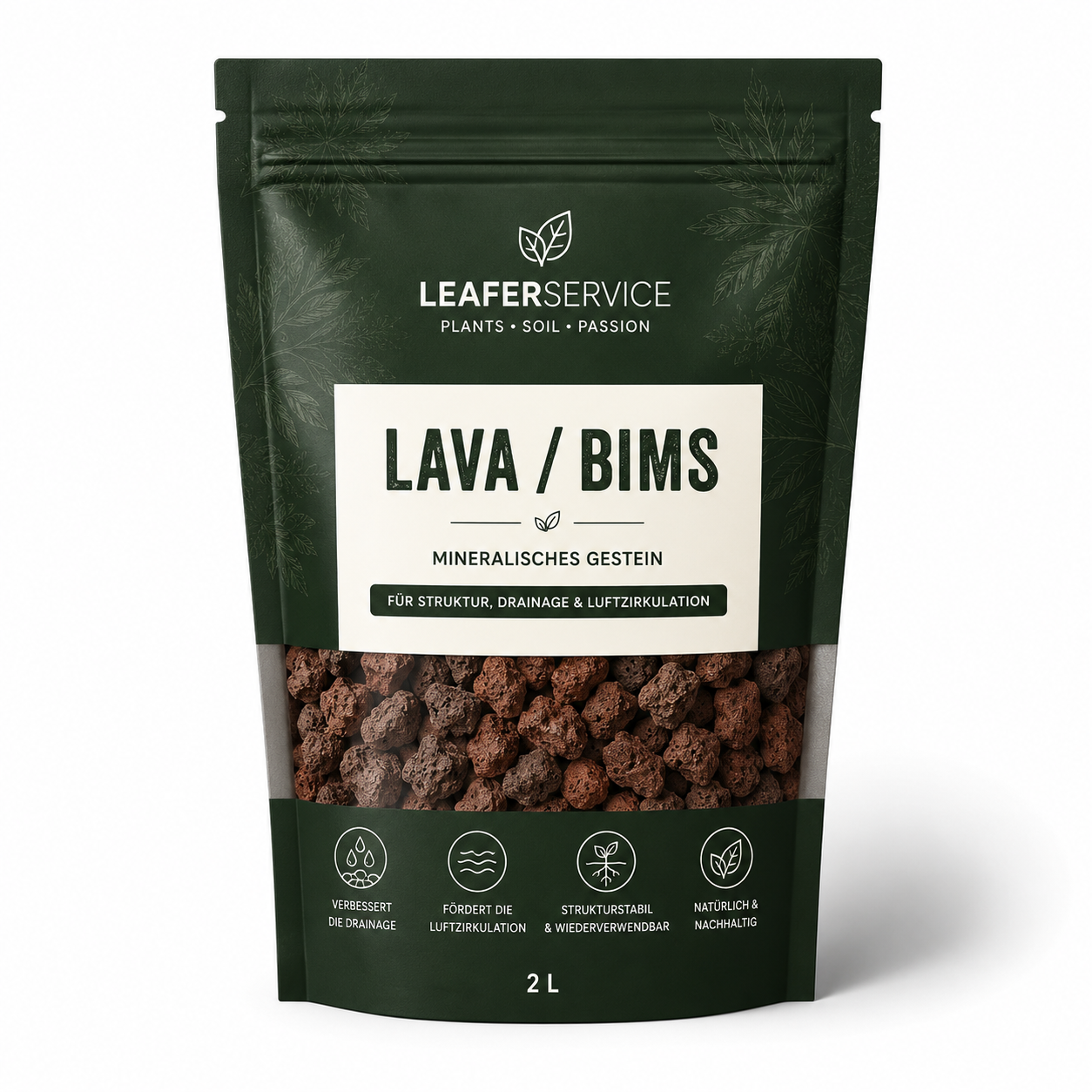 Bims und Lava als mineralische Drainage für Pflanzsubstrat