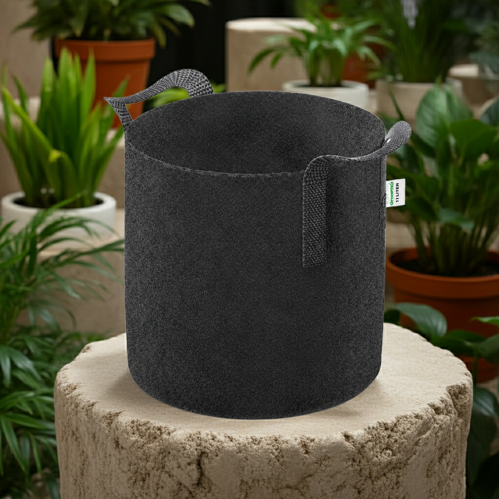 GrowPRO Stofftopf mit Untersetzer – atmungsaktiver Pflanzsack